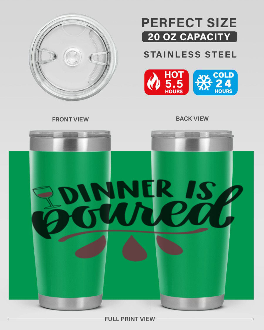 Dinner is Poured 59# Wine Tumbler, a stylish double wall vacuum stainless steel tumbler with copper lining, perfect for hot and cold beverages.