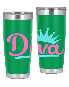 Diva Style 121# dog tumbler in stainless steel with a stylish design, featuring a press-in lid and double wall insulation.