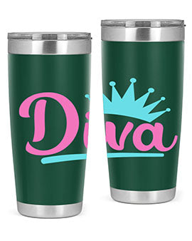 Diva Style 121# dog tumbler in stainless steel with a stylish design, featuring a press-in lid and double wall insulation.