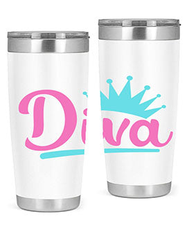 Diva Style 121# dog tumbler in stainless steel with a stylish design, featuring a press-in lid and double wall insulation.