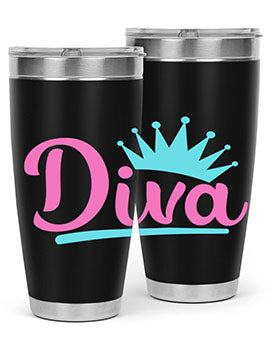 Diva Style 121# dog tumbler in stainless steel with a stylish design, featuring a press-in lid and double wall insulation.