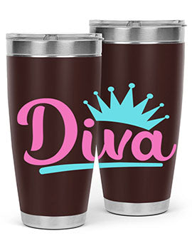 Diva Style 121# dog tumbler in stainless steel with a stylish design, featuring a press-in lid and double wall insulation.