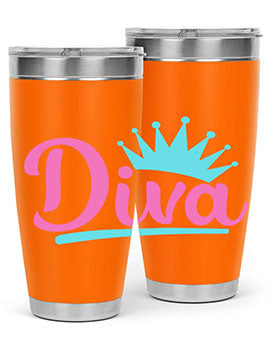 Diva Style 121# dog tumbler in stainless steel with a stylish design, featuring a press-in lid and double wall insulation.