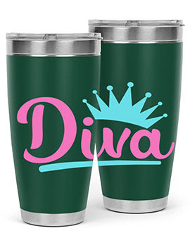 Diva Style 121# dog tumbler in stainless steel with a stylish design, featuring a press-in lid and double wall insulation.