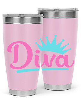Diva Style 121# dog tumbler in stainless steel with a stylish design, featuring a press-in lid and double wall insulation.