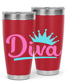 Diva Style 121# dog tumbler in stainless steel with a stylish design, featuring a press-in lid and double wall insulation.