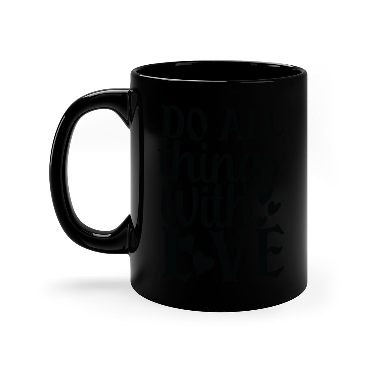 Do All Things With Love Style 129# Mug featuring a glossy finish, colored handle, and interior in five vibrant colors.