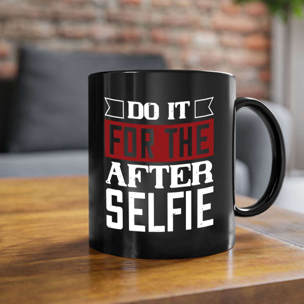 Do It For The After Selfie 80# Mug in five vibrant colors with a glossy finish and easy-grip handle, perfect for coffee and tea lovers.
