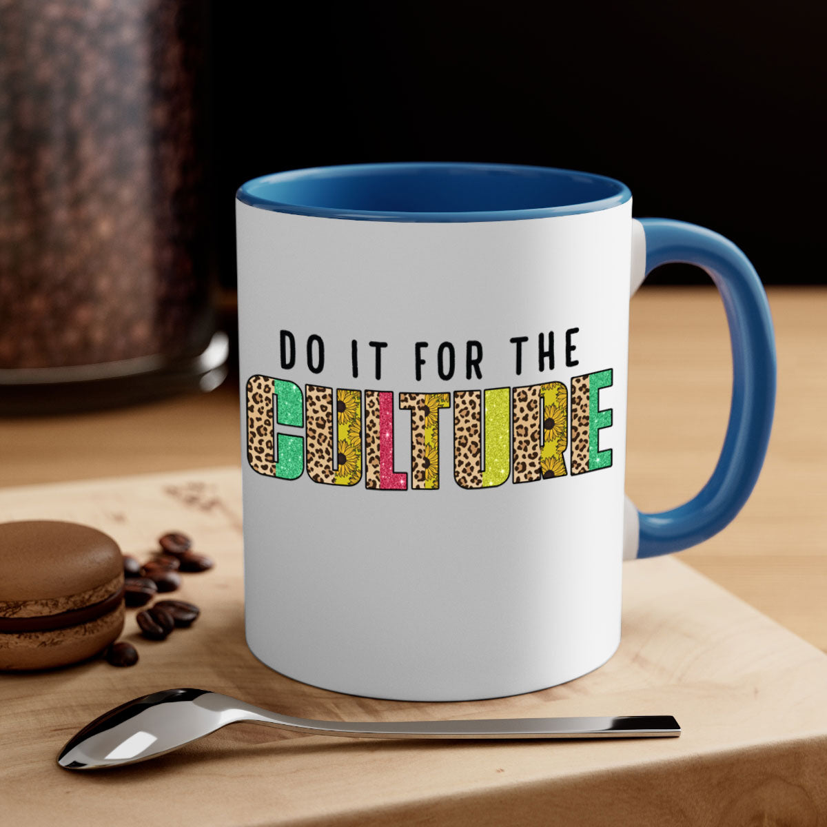 Do It For The Culture Juneteenth Mug with colorful handle and glossy finish, available in multiple colors and sizes.