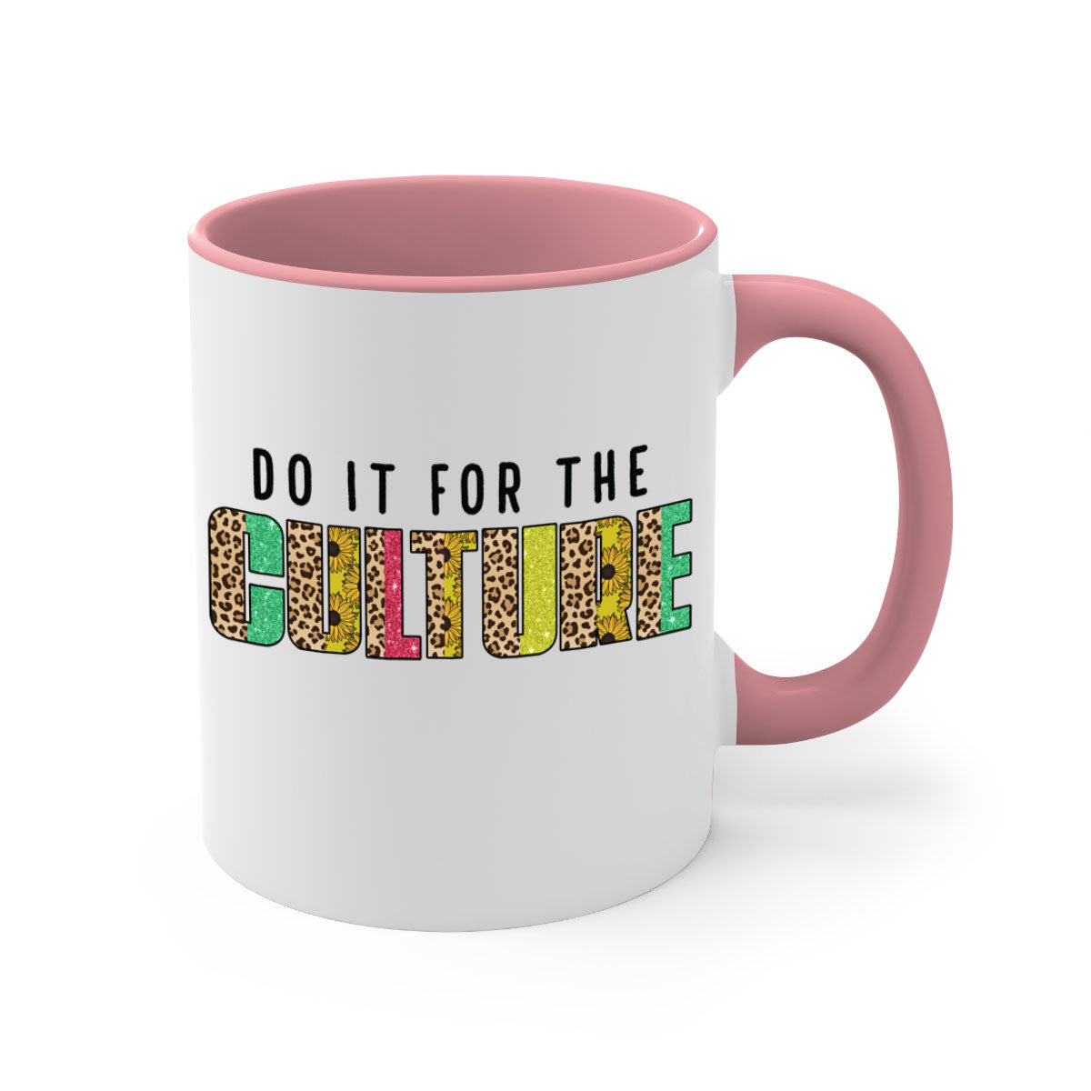 Do It For The Culture Juneteenth Mug with colorful handle and glossy finish, available in multiple colors and sizes.