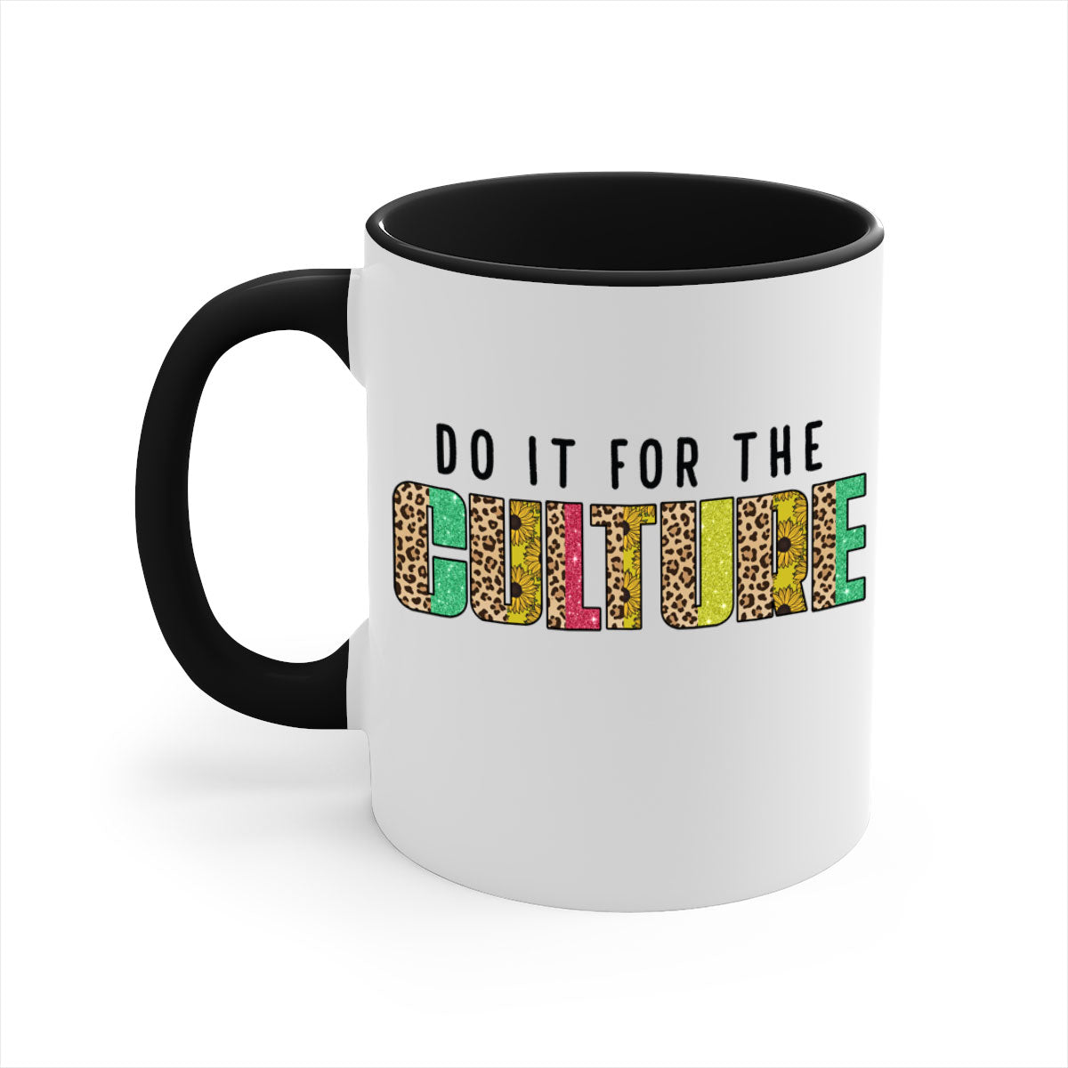 Do It For The Culture Juneteenth Mug with colorful handle and glossy finish, available in multiple colors and sizes.