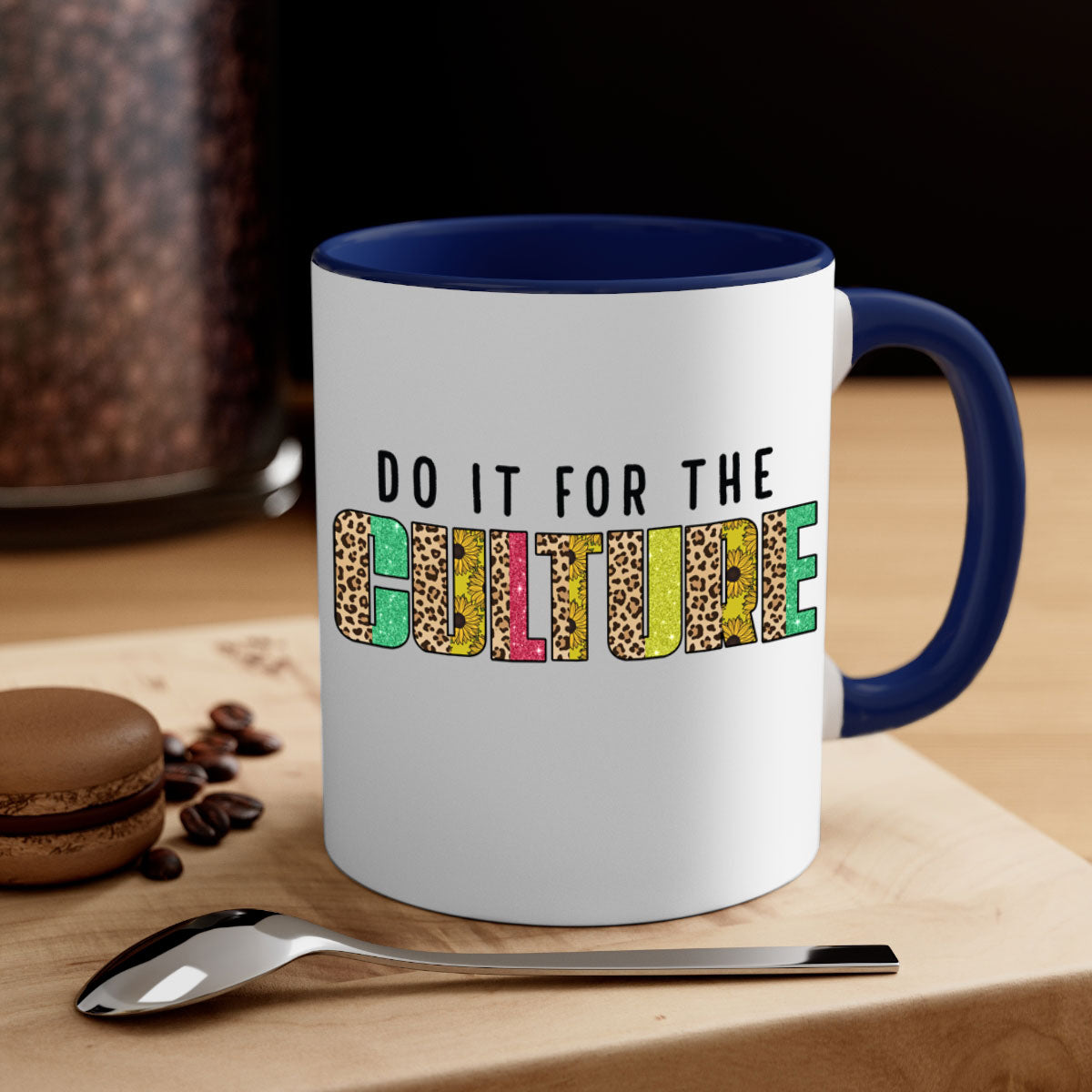 Do It For The Culture Juneteenth Mug with colorful handle and glossy finish, available in multiple colors and sizes.