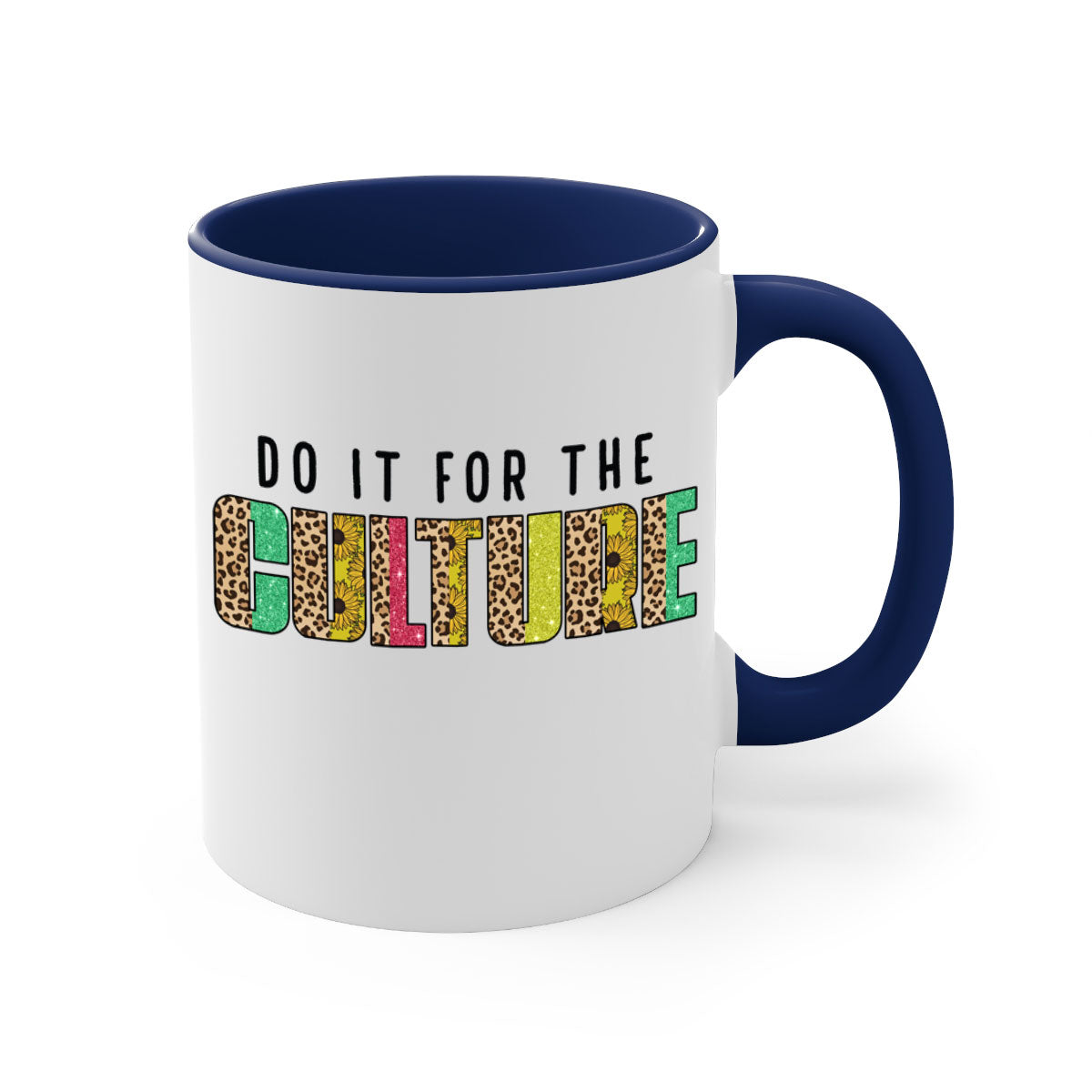 Do It For The Culture Juneteenth Mug with colorful handle and glossy finish, available in multiple colors and sizes.