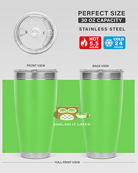 Do It Later funny Cute A TurtleRabbit Tumblers in 20oz and 30oz sizes, showcasing their stainless steel design and whimsical graphics.