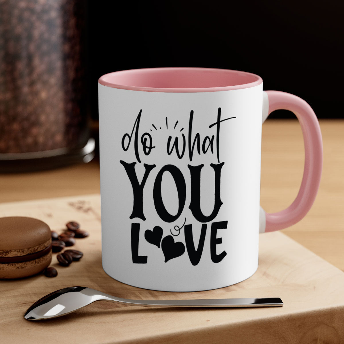 Do What You Love Style 126# Mug with colorful handle and glossy finish, available in multiple colors and sizes.