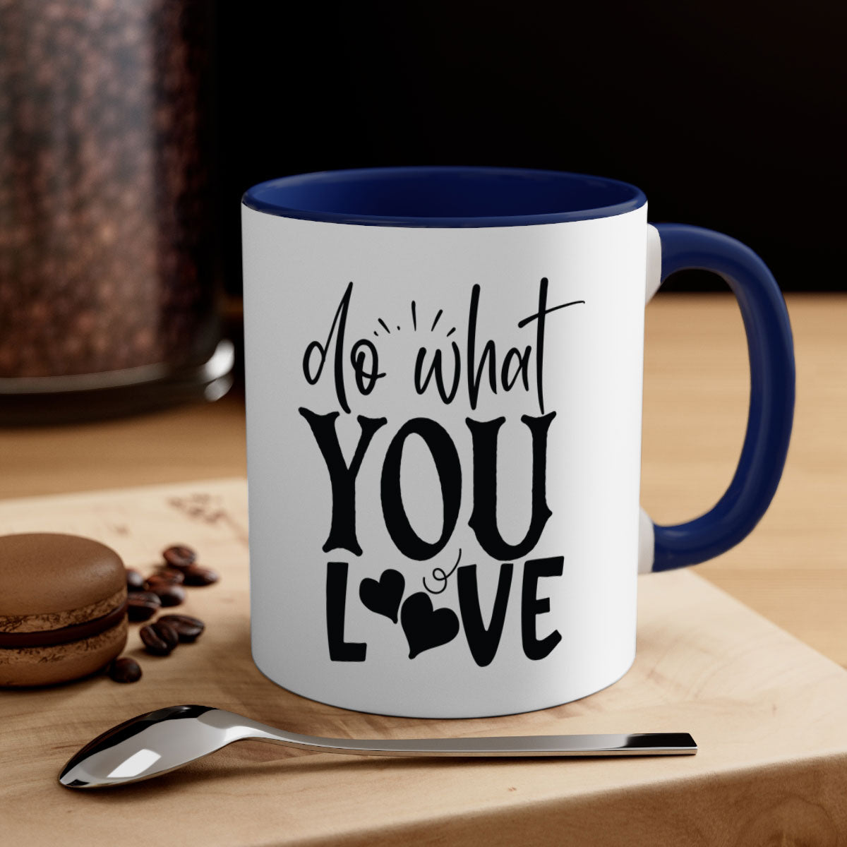 Do What You Love Style 126# Mug with colorful handle and glossy finish, available in multiple colors and sizes.