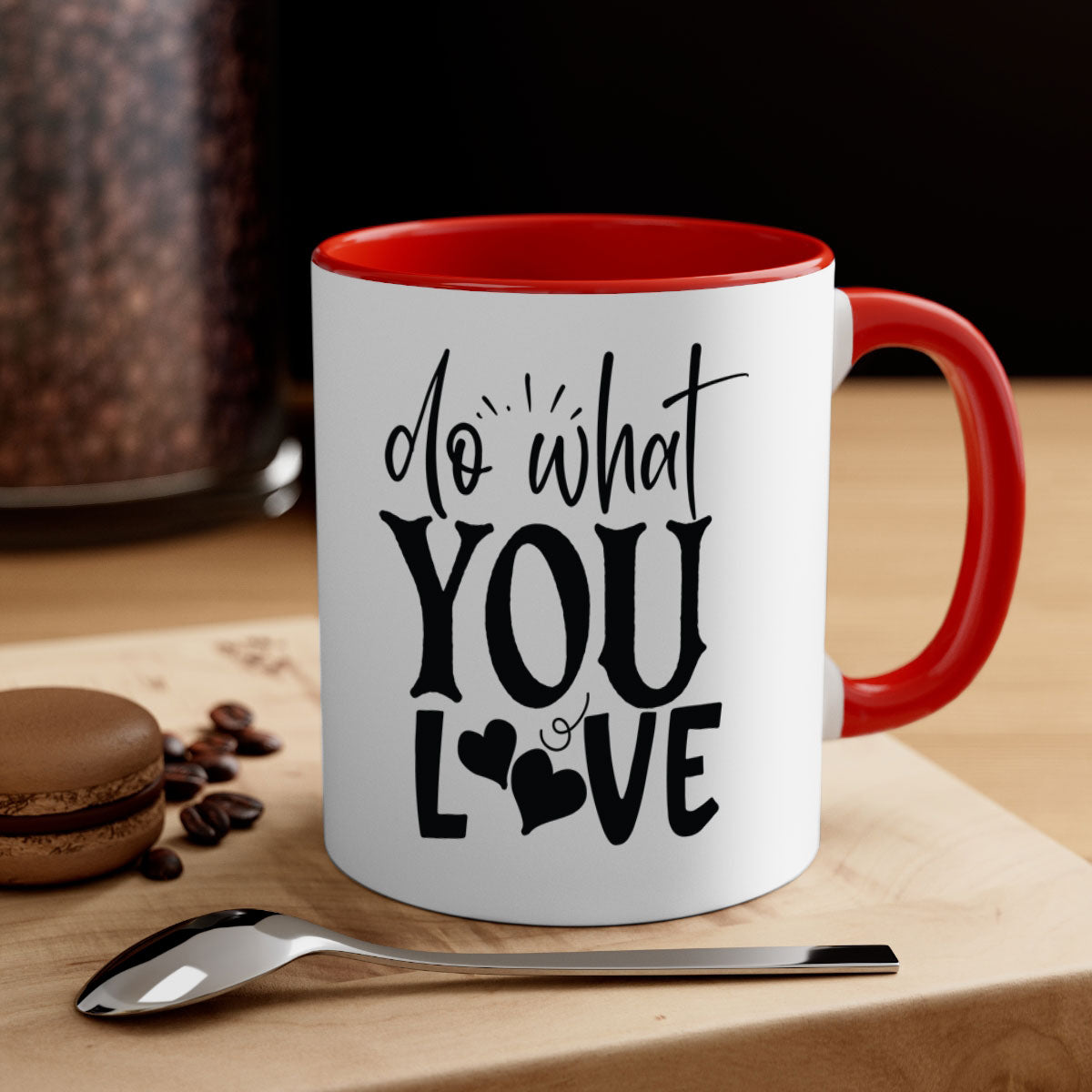 Do What You Love Style 126# Mug with colorful handle and glossy finish, available in multiple colors and sizes.