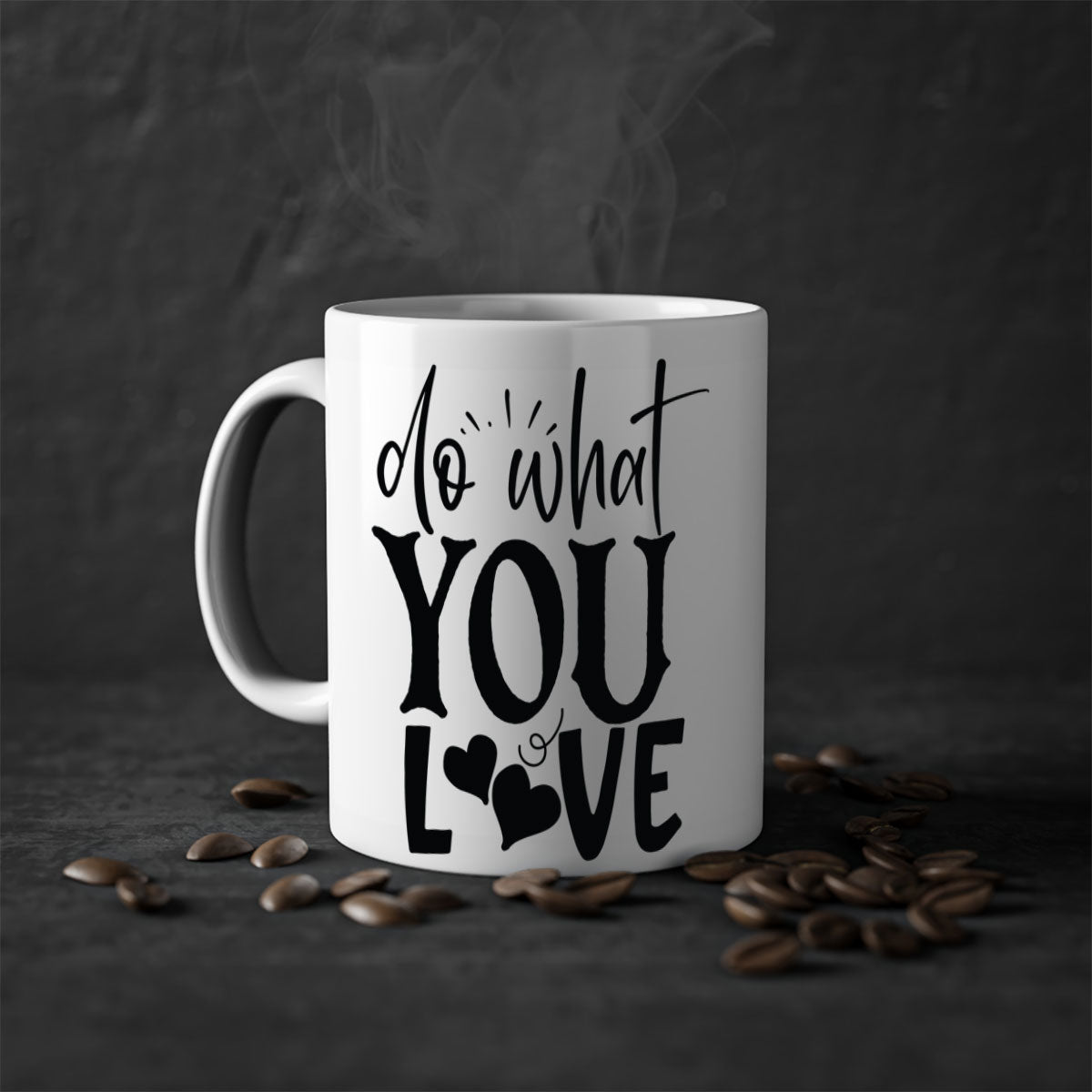 Do What You Love Style 126# Mug with colorful handle and glossy finish, available in multiple colors and sizes.
