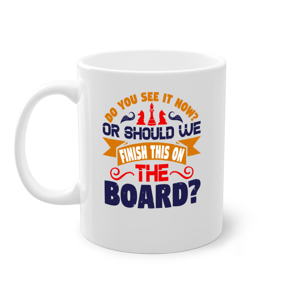 A stylish two-tone chess-themed mug with a glossy finish, featuring a colored handle and interior, perfect for coffee and tea lovers.