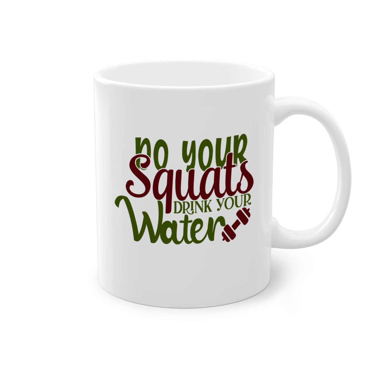 Do Your Squats Drink Your Water 49# Gym Mug in five vibrant colors with a glossy finish and C-shaped handle.