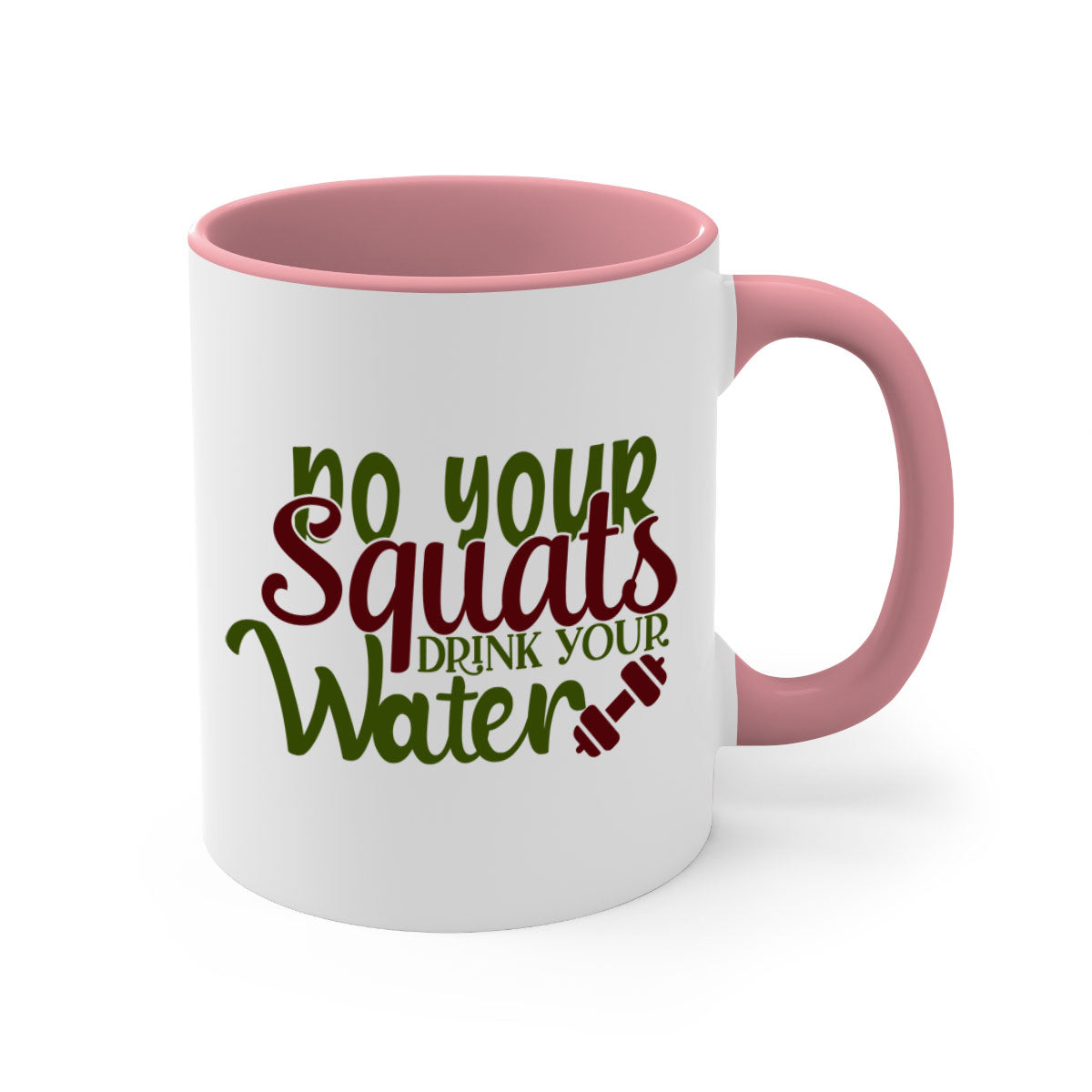 Do Your Squats Drink Your Water 49# Gym Mug in five vibrant colors with a glossy finish and C-shaped handle.