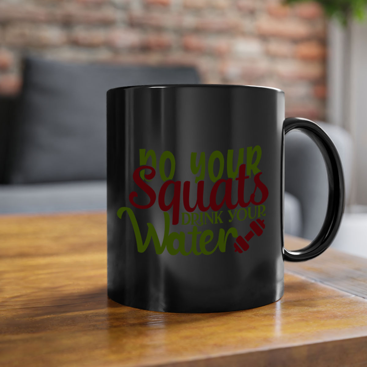 Do Your Squats Drink Your Water 49# Gym Mug in five vibrant colors with a glossy finish and C-shaped handle.