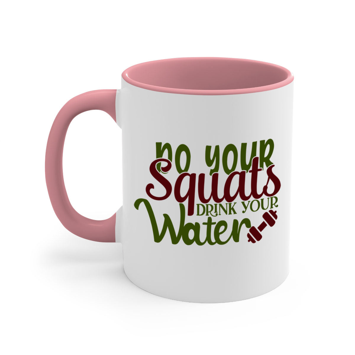 Do Your Squats Drink Your Water 49# Gym Mug in five vibrant colors with a glossy finish and C-shaped handle.