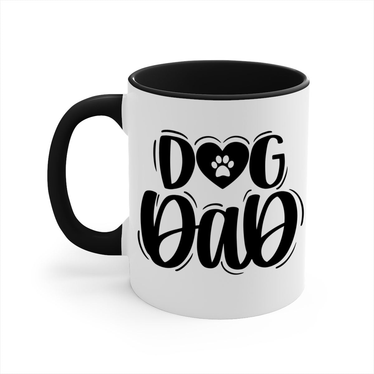 Dog Dad Style 30# Mug featuring a two-tone design with a colored handle and glossy finish, available in multiple colors.