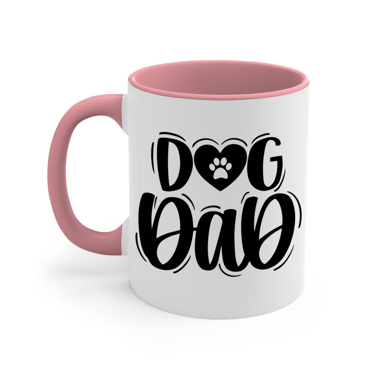 Dog Dad Style 30# Mug featuring a two-tone design with a colored handle and glossy finish, available in multiple colors.