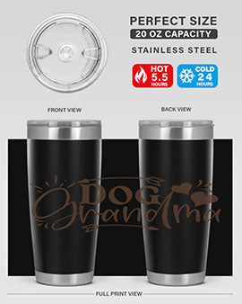 Dog Grandma Style 101# 20oz Tumbler featuring double wall vacuum stainless steel and a stylish design for dog lovers.