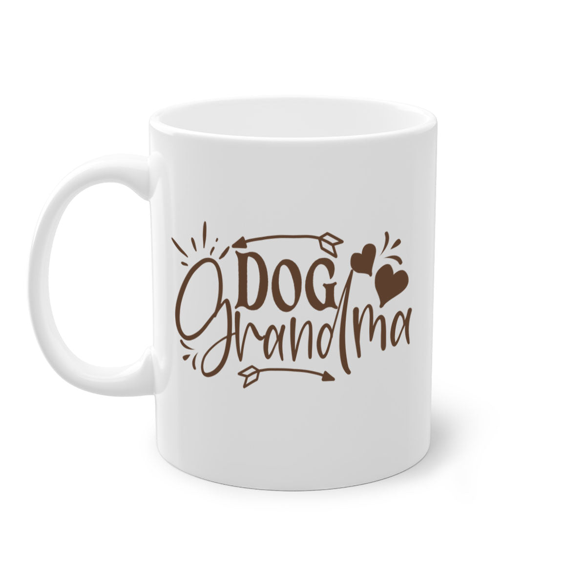 Dog Grandma Style 101# Mug featuring a glossy finish, colored handle, and interior, available in multiple colors and sizes.