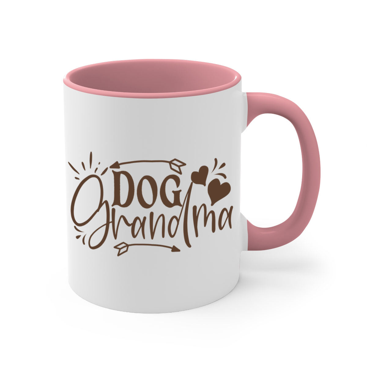 Dog Grandma Style 101# Mug featuring a glossy finish, colored handle, and interior, available in multiple colors and sizes.