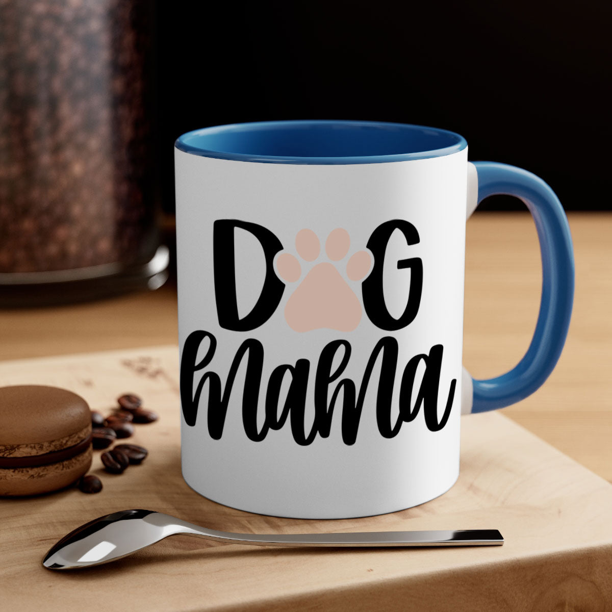Dog Mama Style 28# Mug with colorful handle and glossy finish, available in multiple colors and sizes.