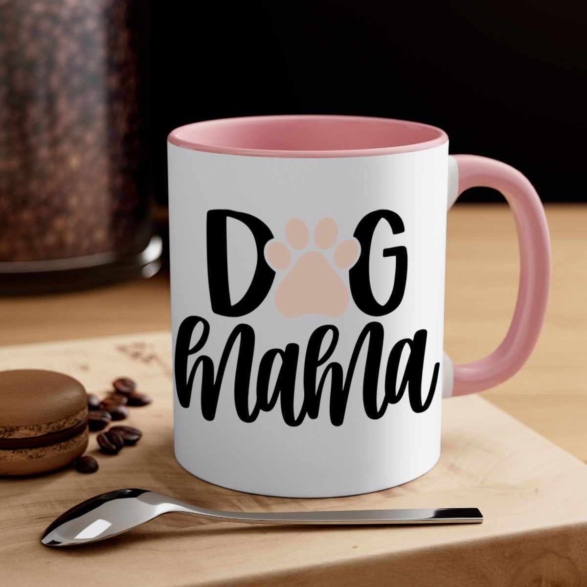 Dog Mama Style 28# Mug with colorful handle and glossy finish, available in multiple colors and sizes.