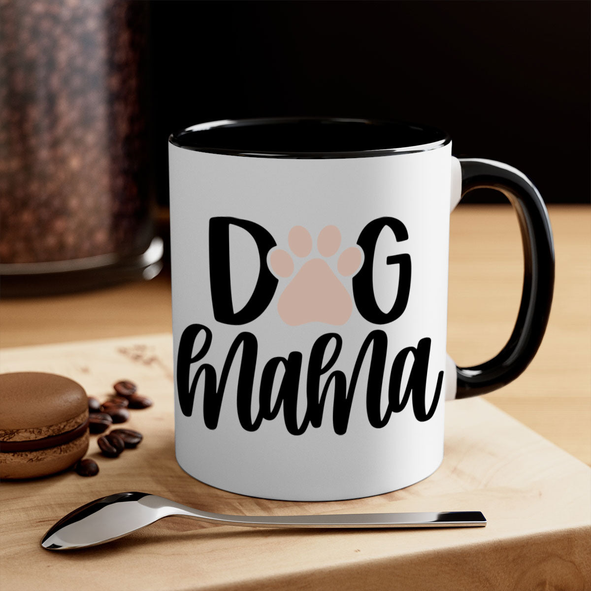 Dog Mama Style 28# Mug with colorful handle and glossy finish, available in multiple colors and sizes.