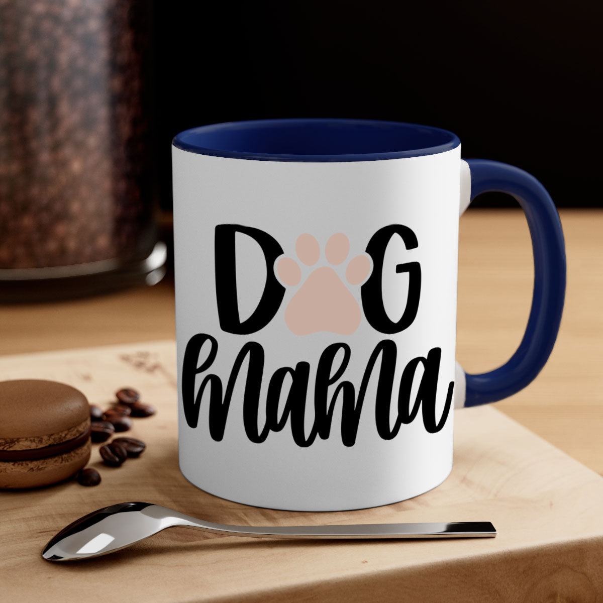 Dog Mama Style 28# Mug with colorful handle and glossy finish, available in multiple colors and sizes.