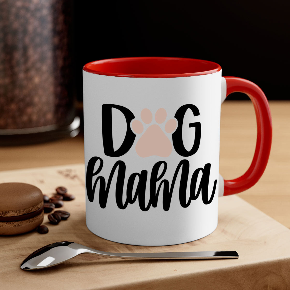 Dog Mama Style 28# Mug with colorful handle and glossy finish, available in multiple colors and sizes.
