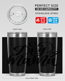 Dog Mama Style 29# Tumbler in stainless steel with a stylish design, perfect for dog lovers.