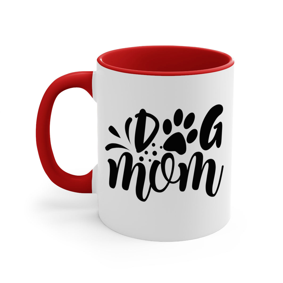 Dog Mom 268# Mug with colorful handle and glossy finish, available in multiple colors and sizes.