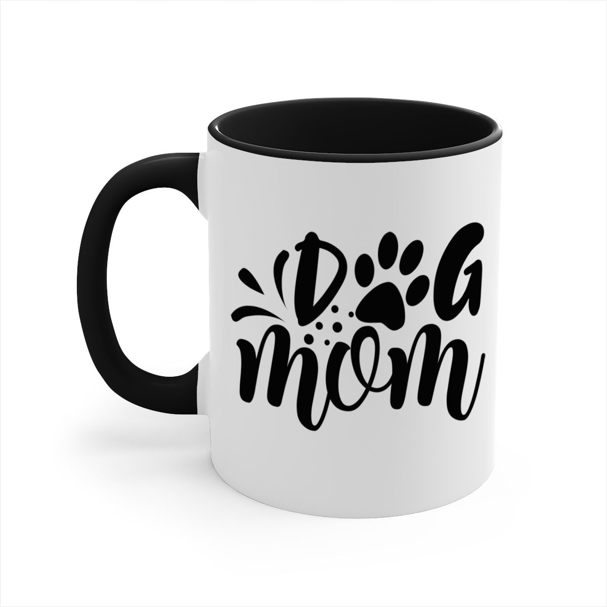 Dog Mom 268# Mug with colorful handle and glossy finish, available in multiple colors and sizes.