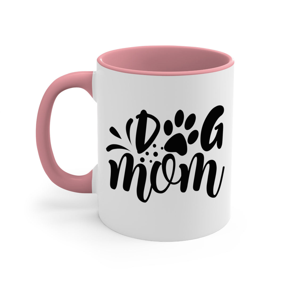 Dog Mom 268# Mug with colorful handle and glossy finish, available in multiple colors and sizes.