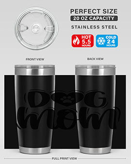 Dog Mom Style 26# Tumbler, a stylish 20oz stainless steel tumbler with a dog-themed design, perfect for hot and cold beverages.
