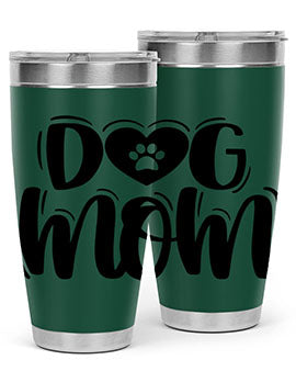 Dog Mom Style 26# Tumbler, a stylish 20oz stainless steel tumbler with a dog-themed design, perfect for hot and cold beverages.