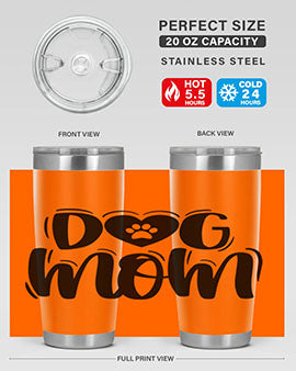 Dog Mom Style 26# Tumbler, a stylish 20oz stainless steel tumbler with a dog-themed design, perfect for hot and cold beverages.