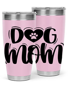 Dog Mom Style 26# Tumbler, a stylish 20oz stainless steel tumbler with a dog-themed design, perfect for hot and cold beverages.