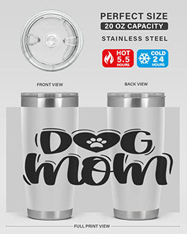 Dog Mom Style 26# Tumbler, a stylish 20oz stainless steel tumbler with a dog-themed design, perfect for hot and cold beverages.