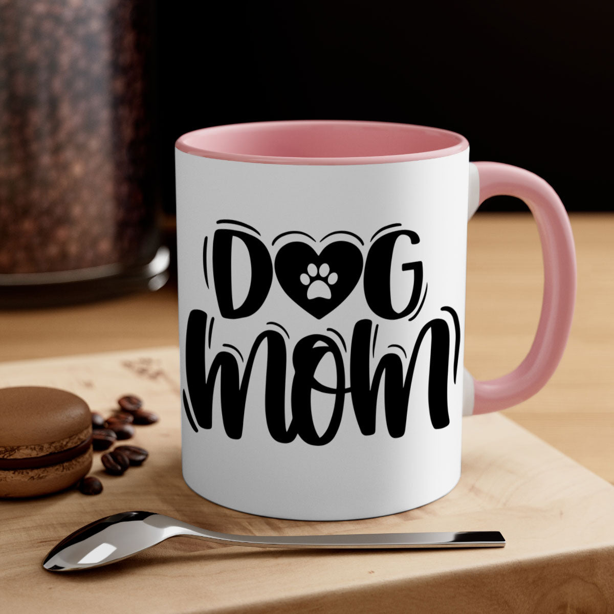 Dog Mom Style 26# Mug in five color options with glossy finish and easy-grip handle.