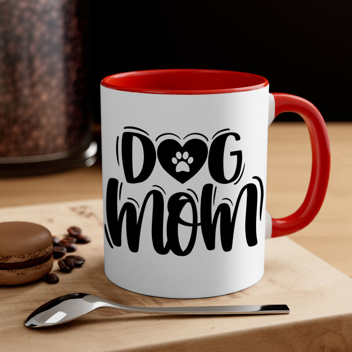 Dog Mom Style 26# Mug in five color options with glossy finish and easy-grip handle.