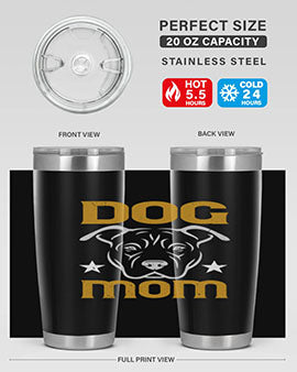 Dog Mom Style 46# Tumbler in stainless steel with a stylish design, perfect for dog lovers.