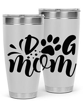 A stylish Dog Mom Style 96# tumbler made of double wall vacuum stainless steel, featuring a drink-thru lid and a vibrant dog-themed design.